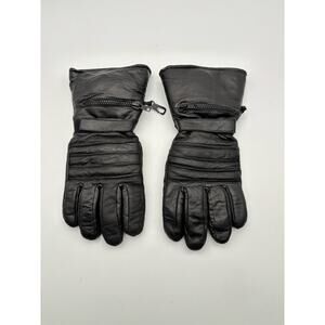 Genuine Leather Insulated Motorcycle Gloves Gauntlet And Strap Men's Medium M
